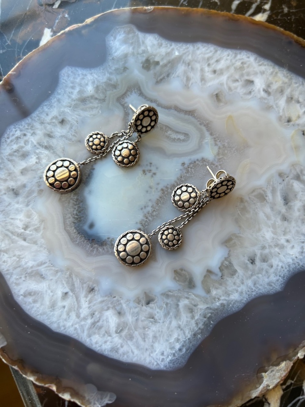 John Hardy Silver Multi-Drop Circle Earrings - Picture 6 of 8